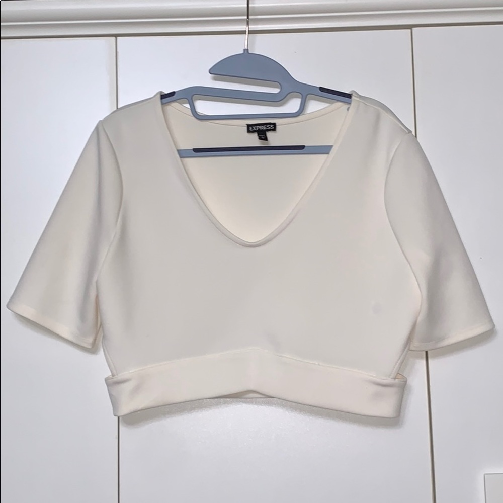 Express ivory scuba crop top size L